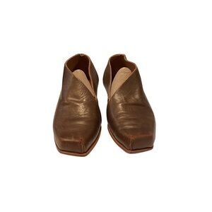 Cydwoq Vintage Handcrafted Bronze Leather Women's Shoes with Wooden Heel